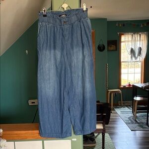 Rewash Relaxed Wide-Leg Light Blue Jeans